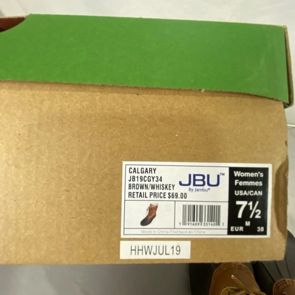 Jambu Calgary Brown/Whiskey Duck New in Box Waterproof Duck Boots Size 7.5